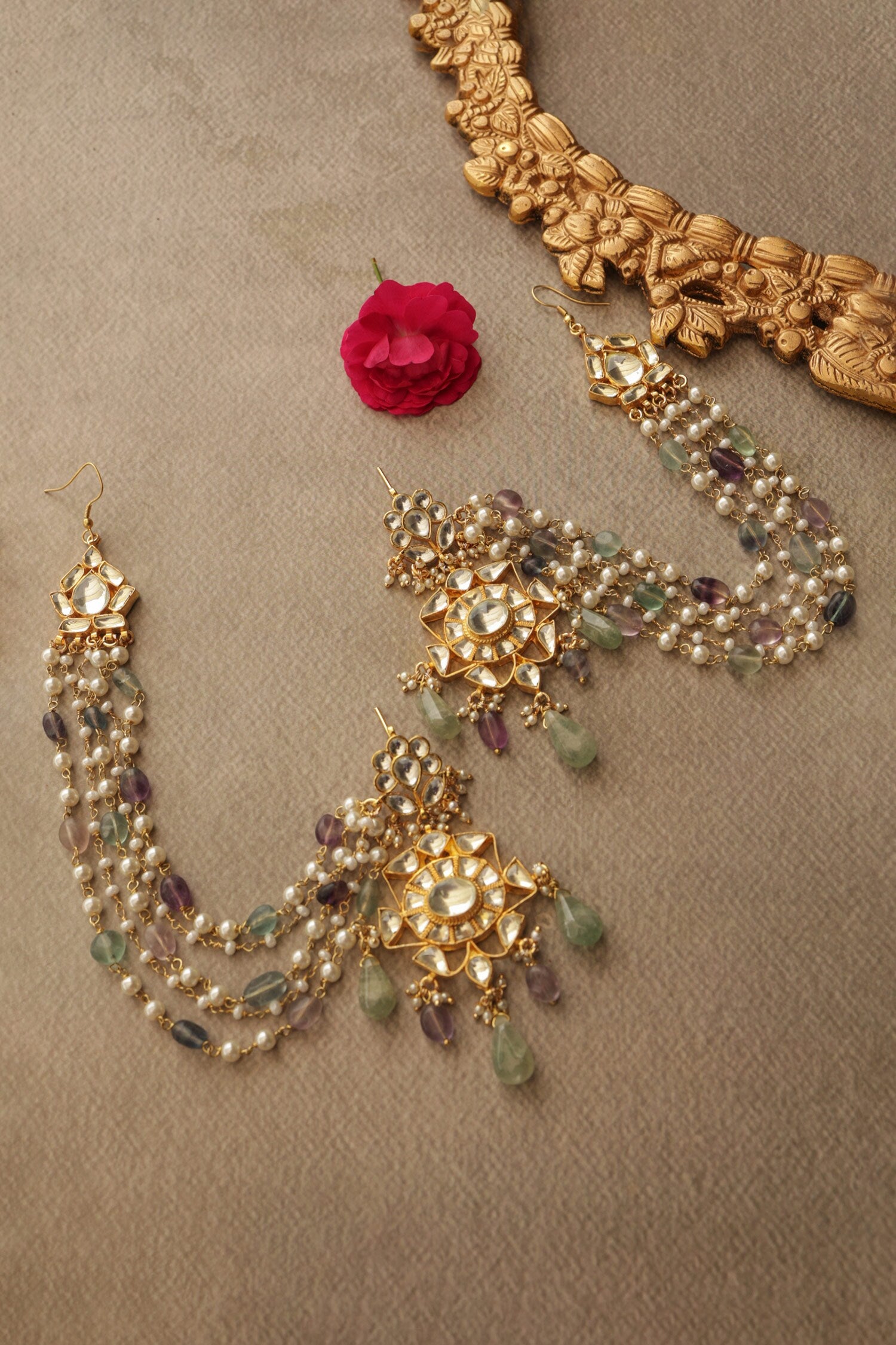 Pastel Kundan Earrings 