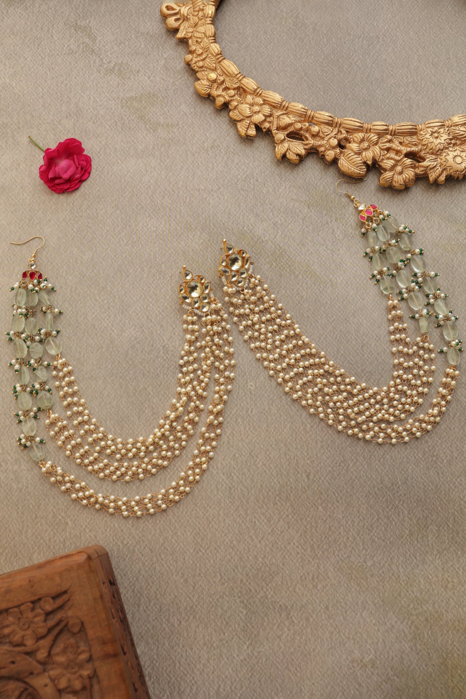 Mint Kundan Earrings 