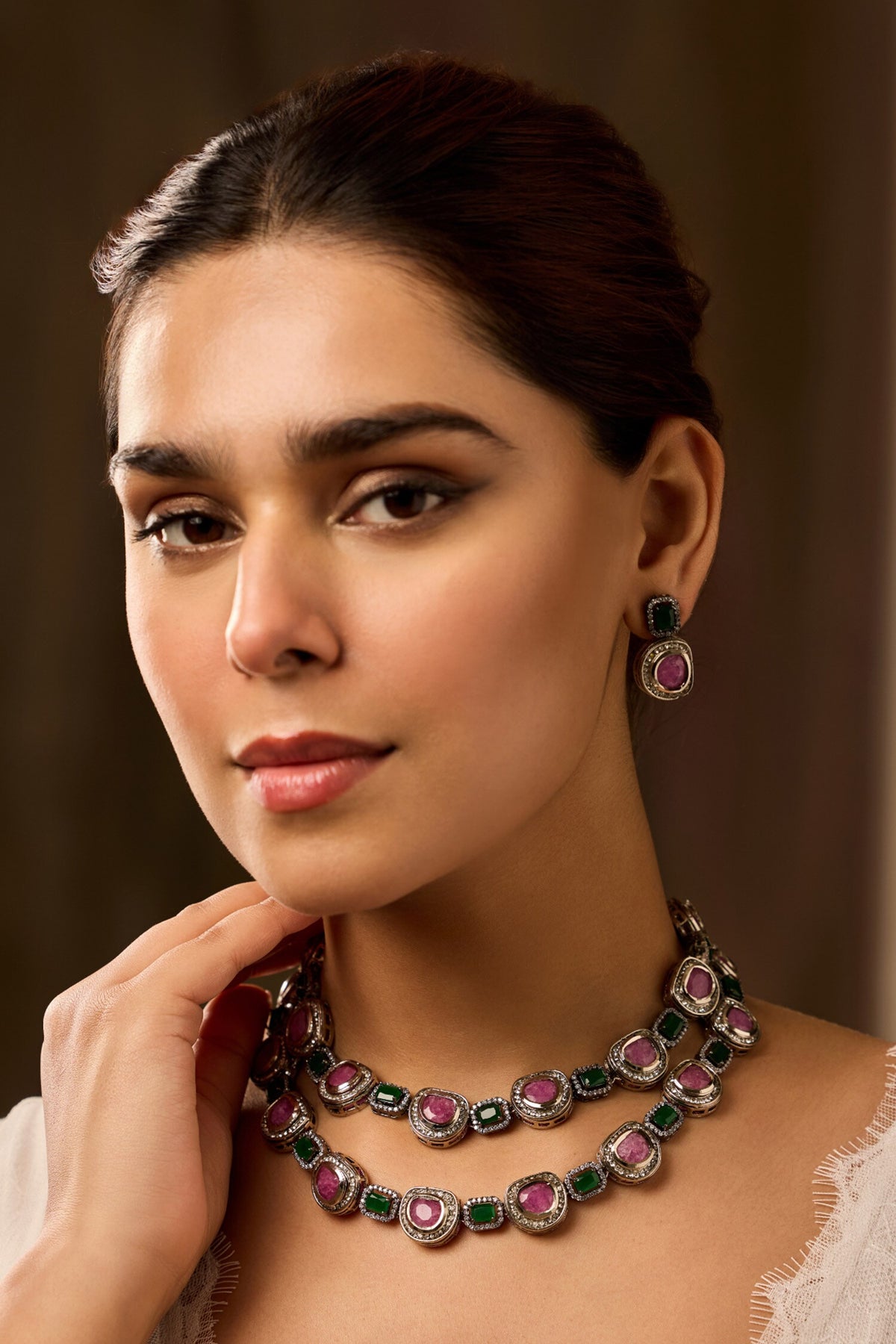 Layered Pink Necklace Set 