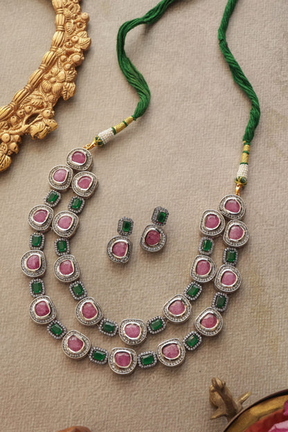 Layered Pink Necklace Set 