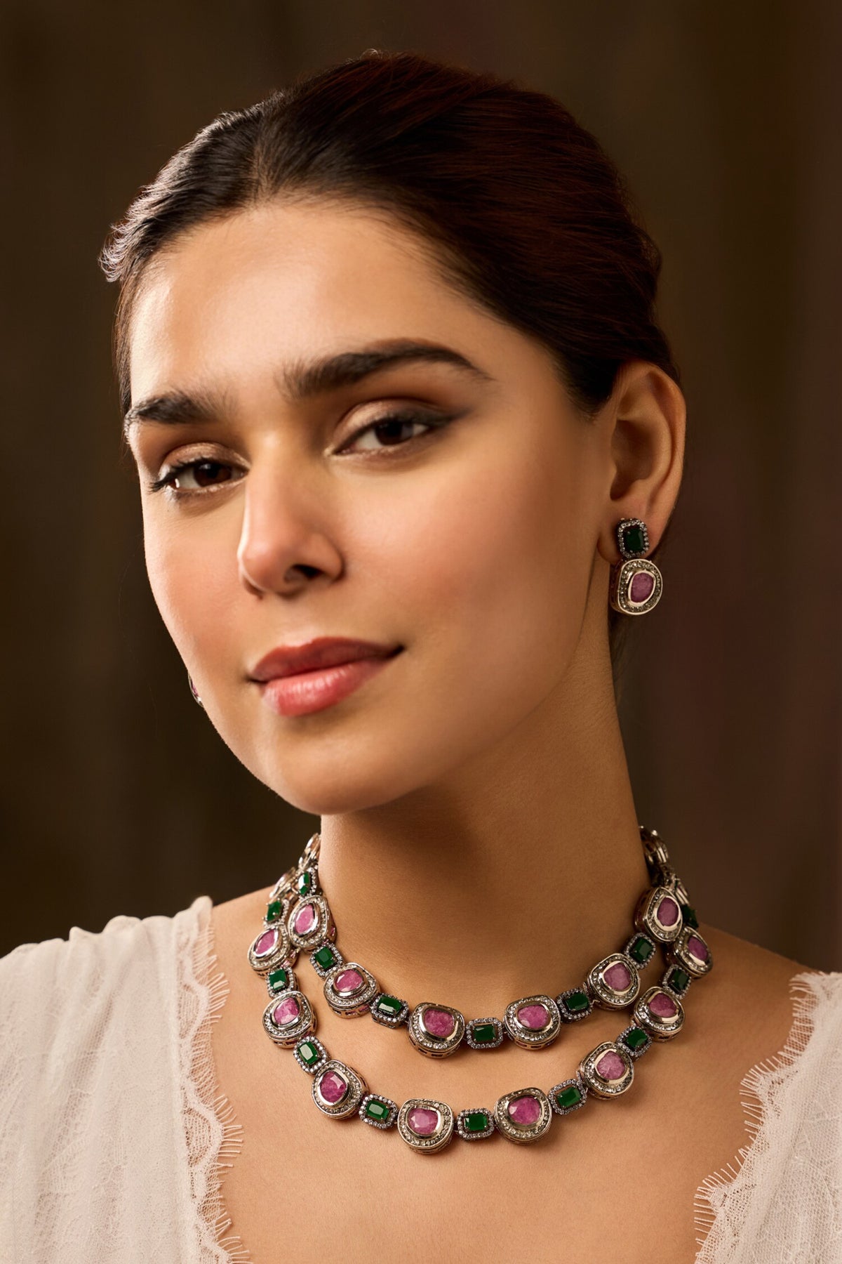 Layered Pink Necklace Set 
