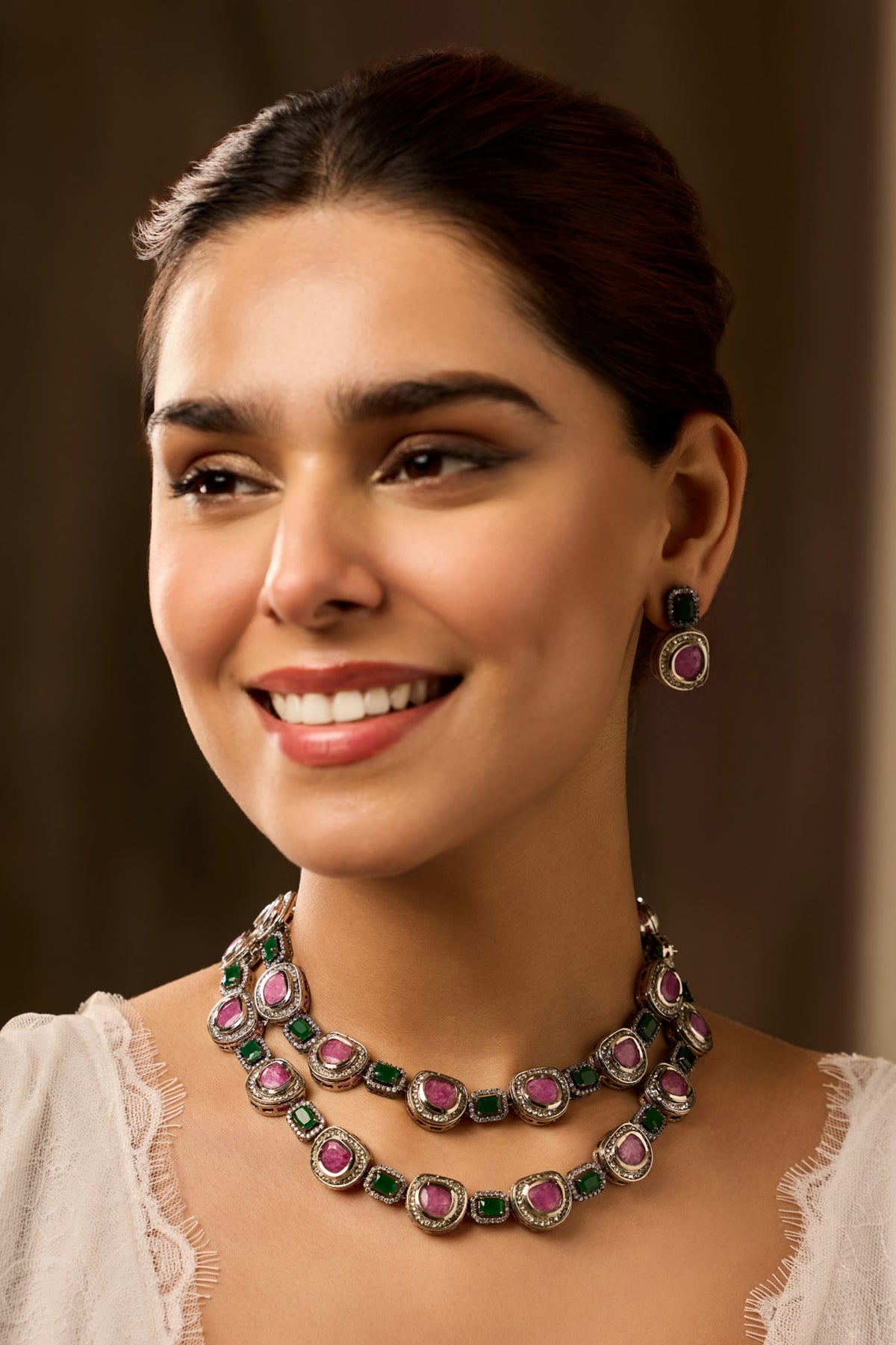 Layered Pink Necklace Set 
