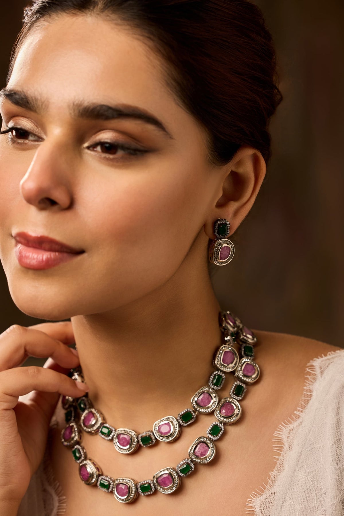 Layered Pink Necklace Set 