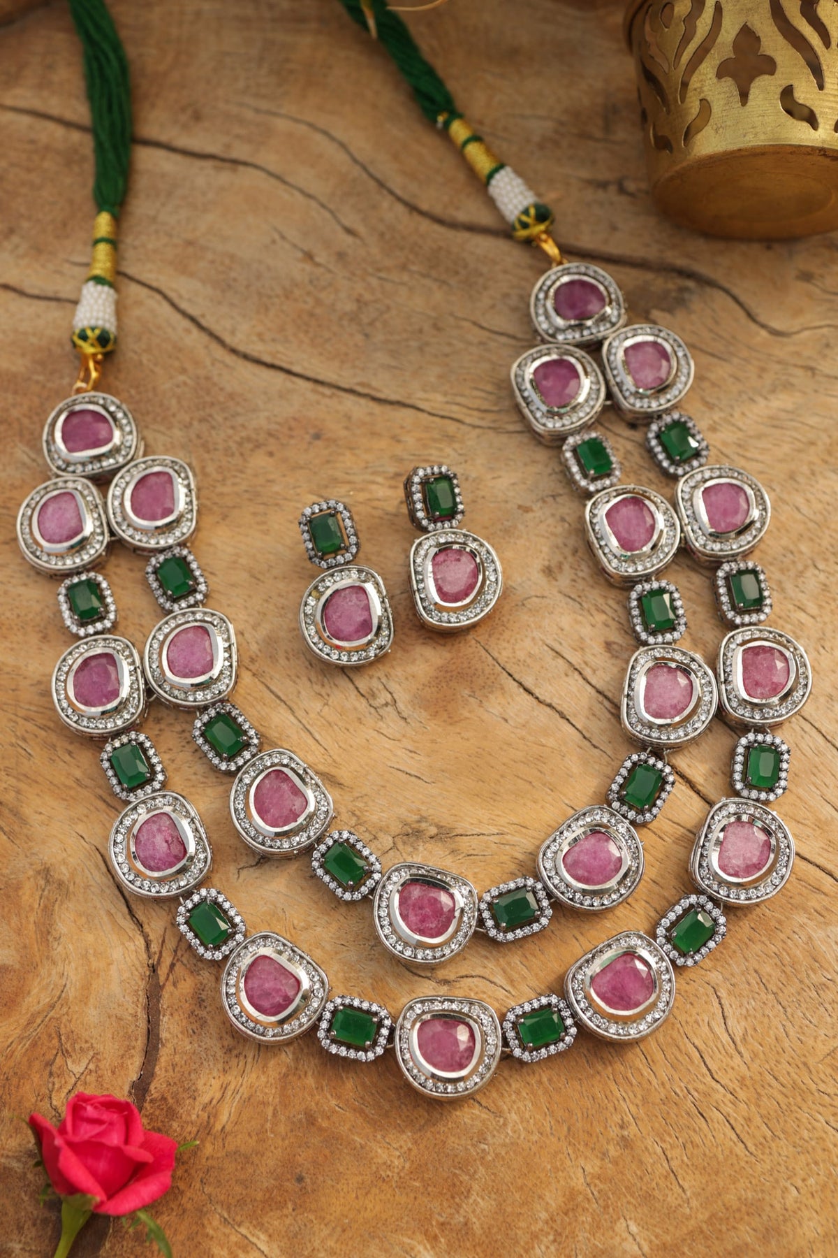 Layered Pink Necklace Set 