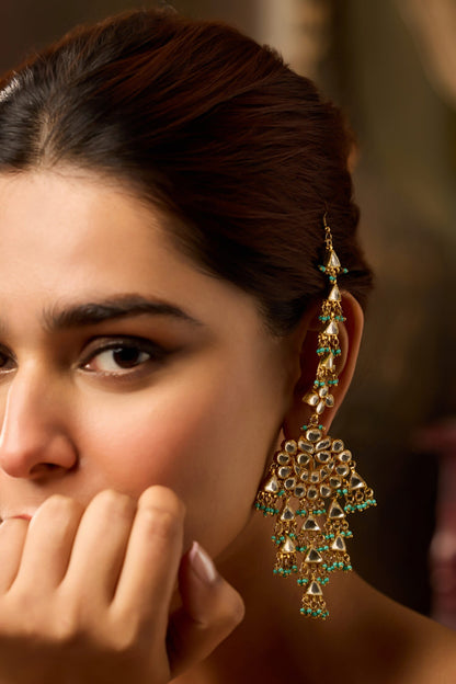 Turquoise Kundan Earrings 