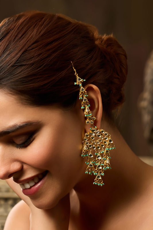 Turquoise Kundan Earrings 
