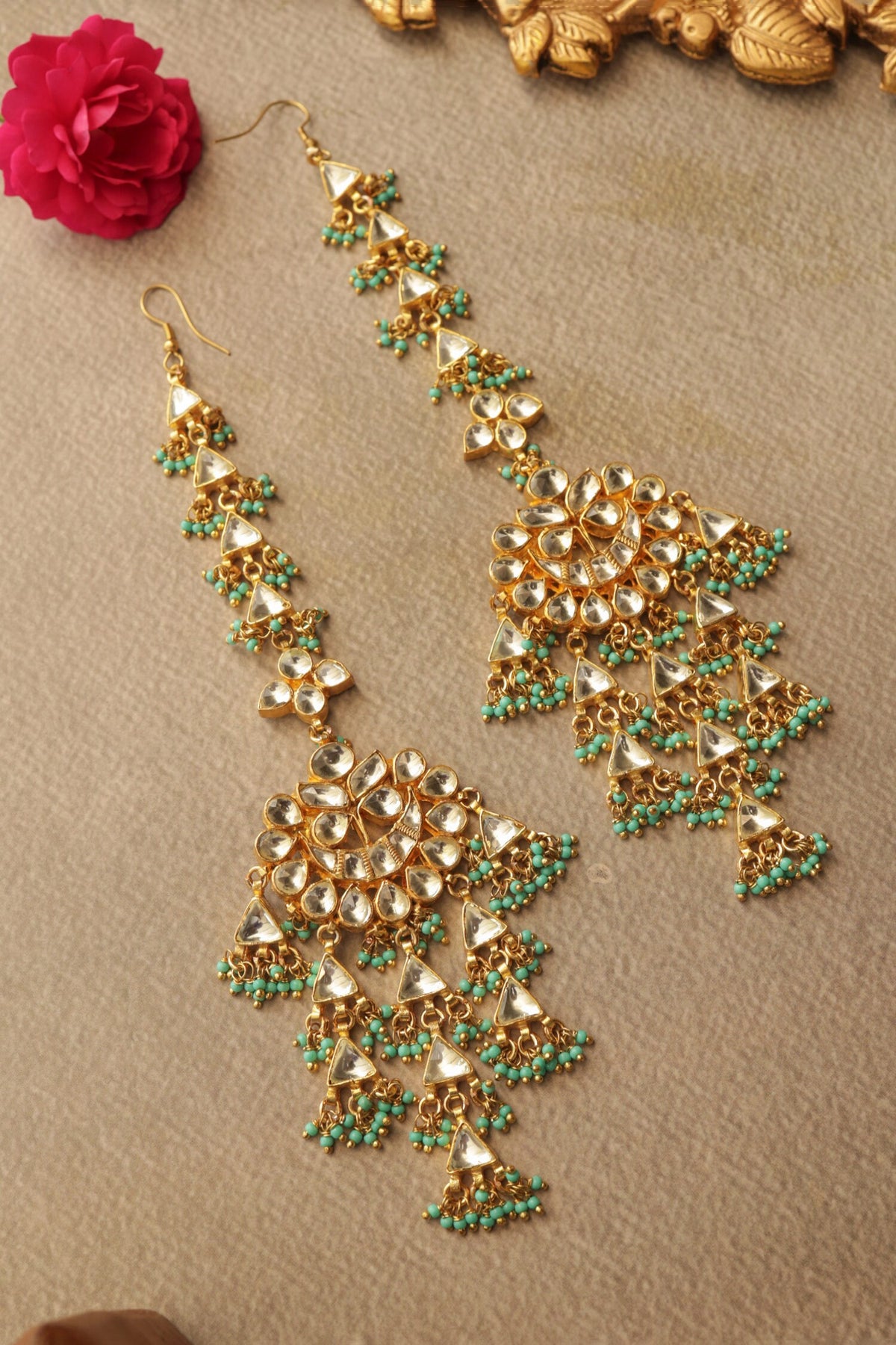 Turquoise Kundan Earrings 