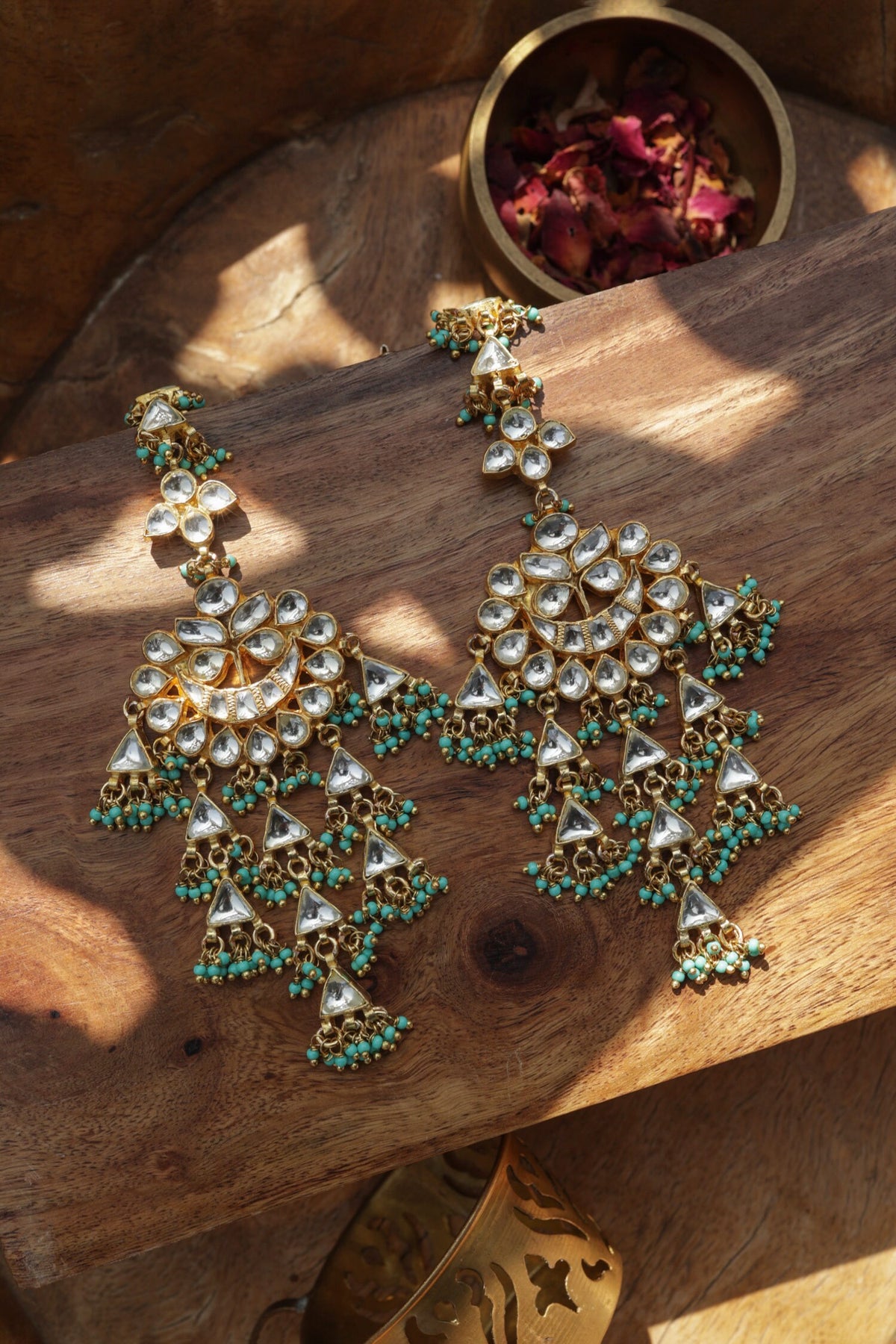 Turquoise Kundan Earrings 