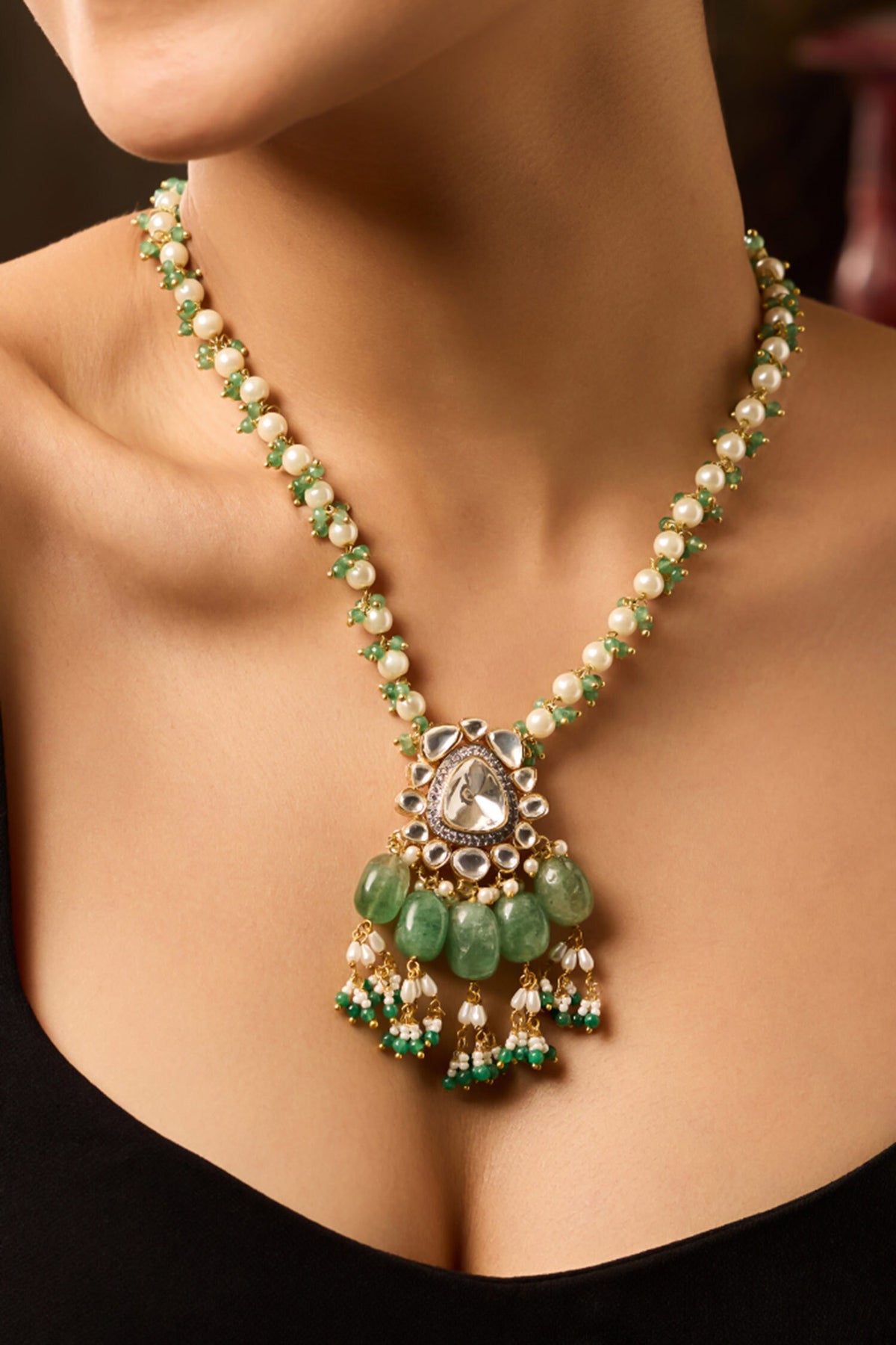 Mint Polki Pendant Necklace 
