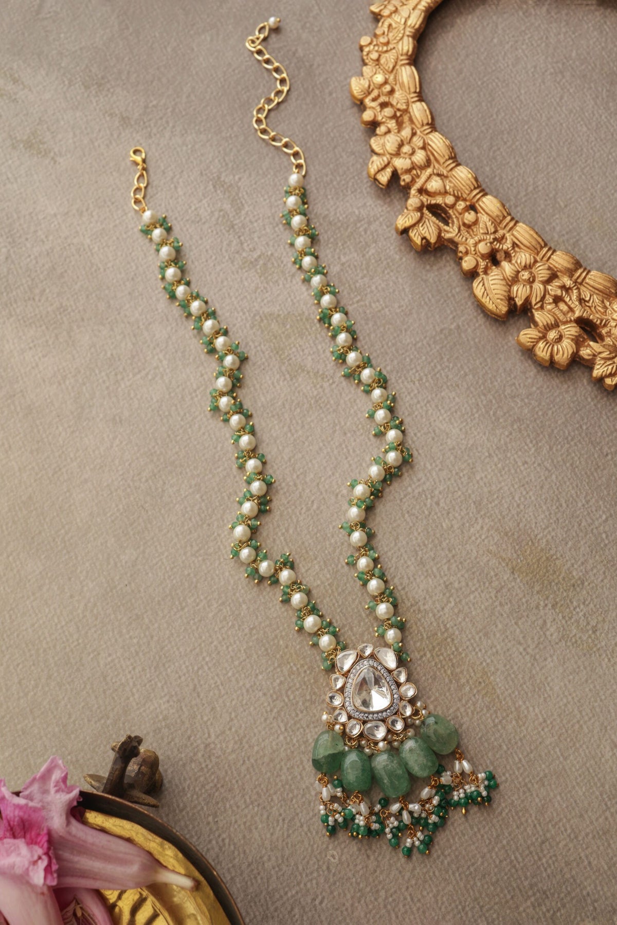 Mint Polki Pendant Necklace 