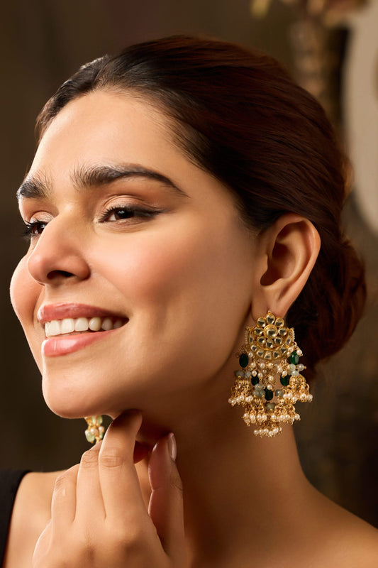 Designer Green Jhumki Earrings 
