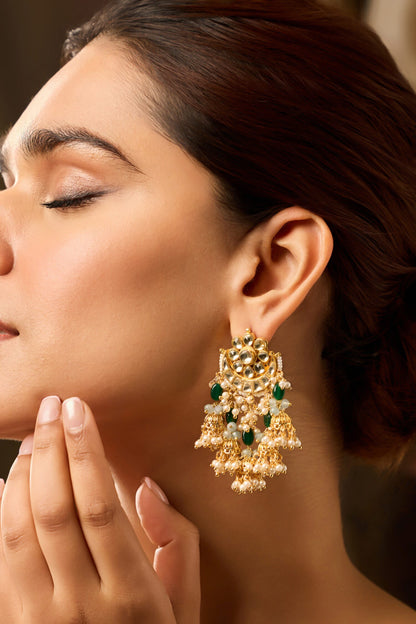 Designer Green Jhumki Earrings 