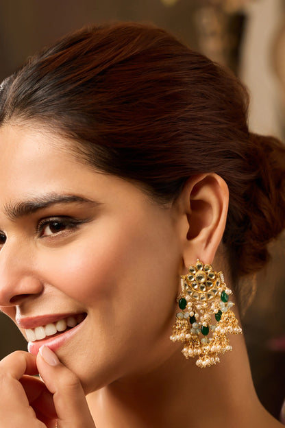 Designer Green Jhumki Earrings 