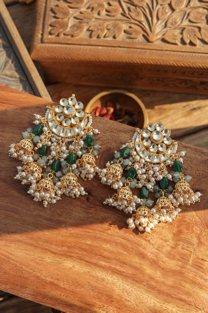 Designer Green Jhumki Earrings 