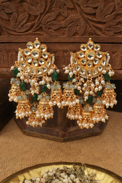 Designer Green Jhumki Earrings 