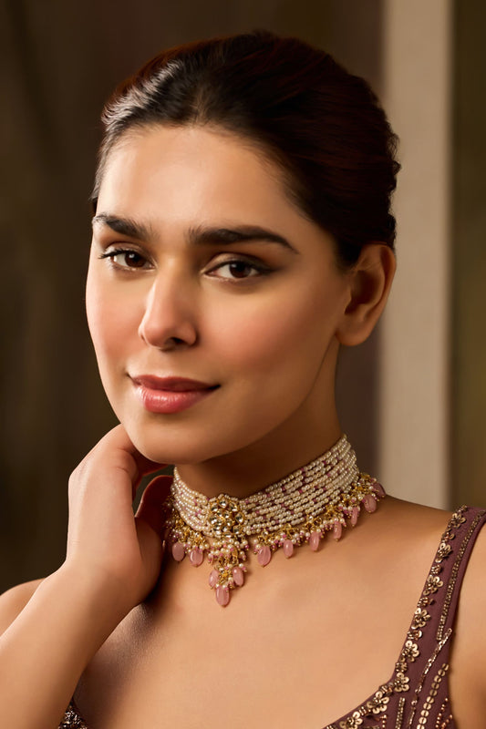 Designer Pink Kundan Necklace 