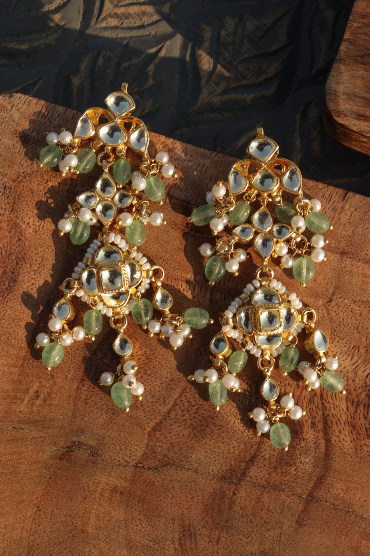 Mint Kundan Earrings 