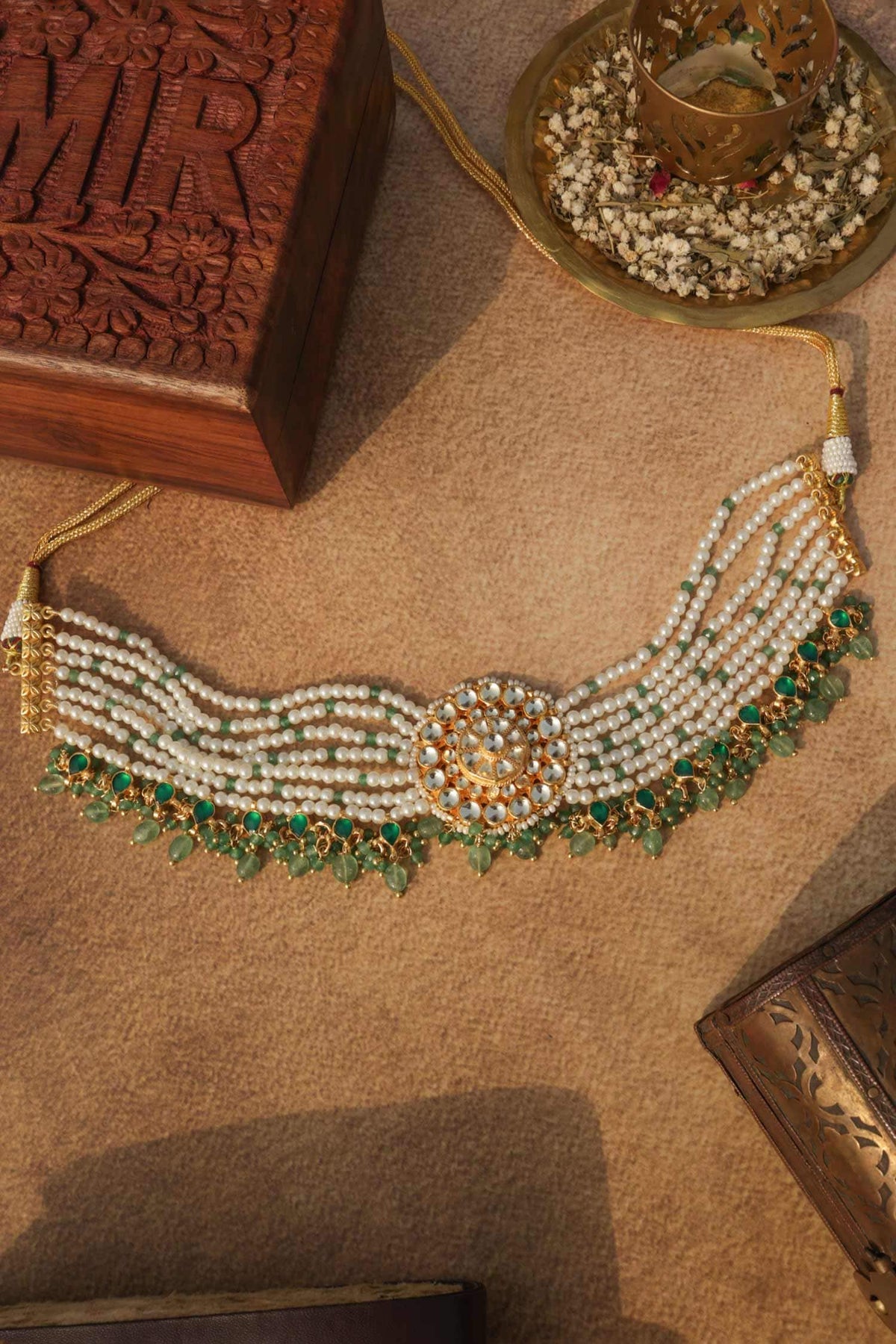 Mint Kundan Choker Necklace 