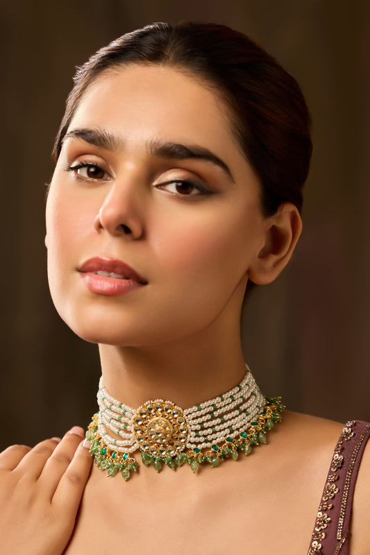 Mint Kundan Choker Necklace 