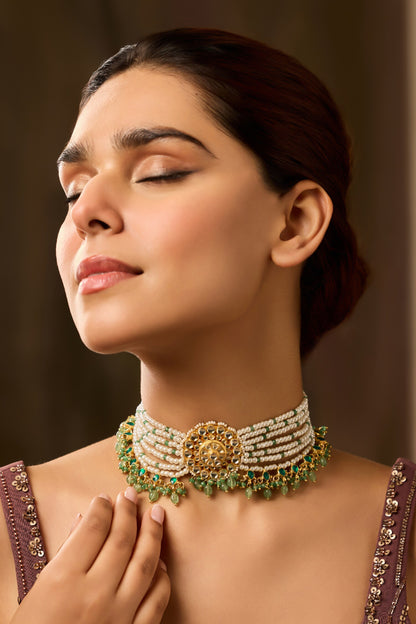 Mint Kundan Choker Necklace 