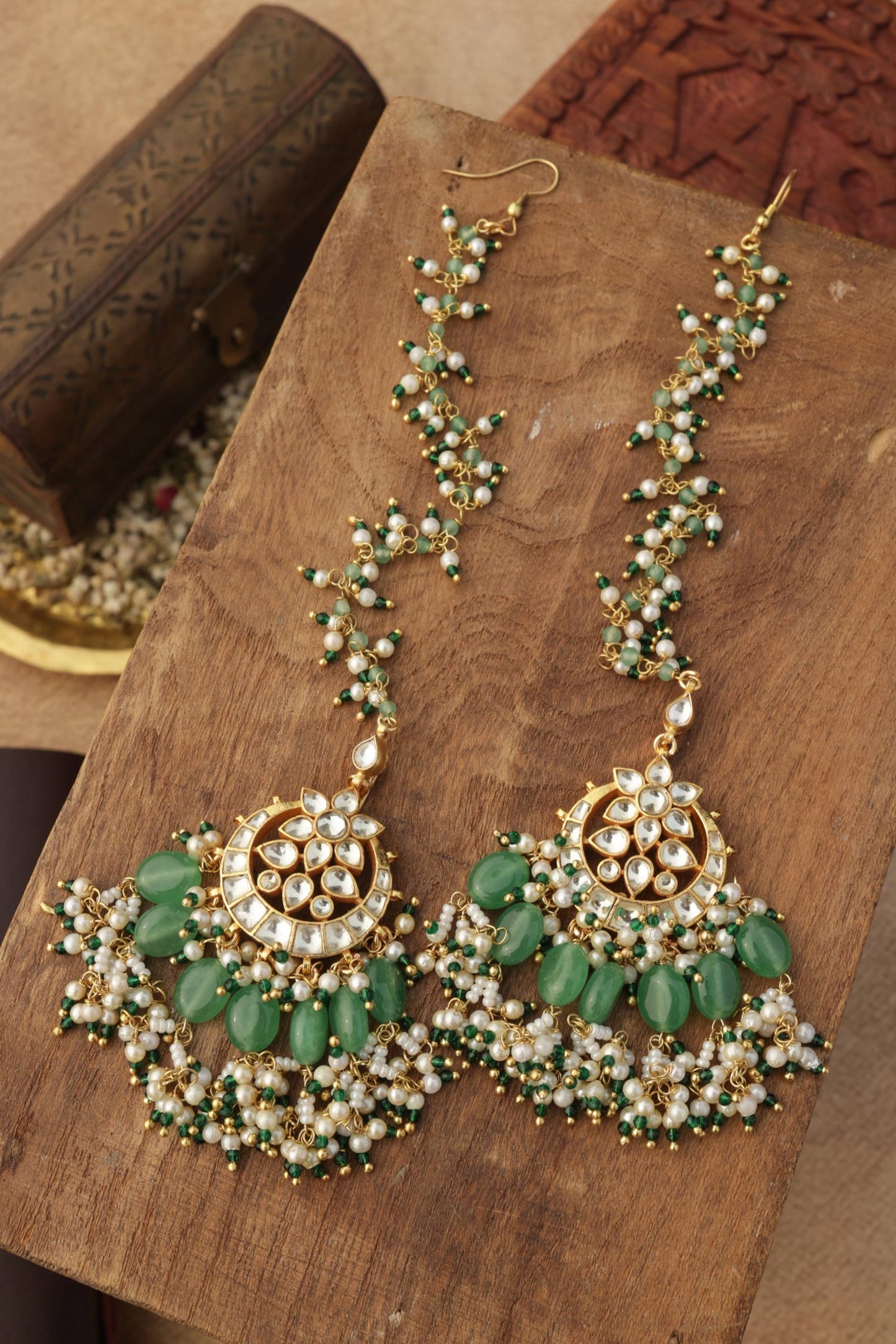Mint Kundan Earrings 