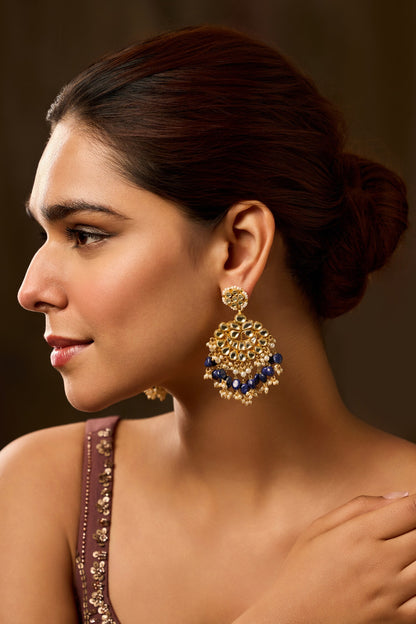 Blue Kundan Earrings 