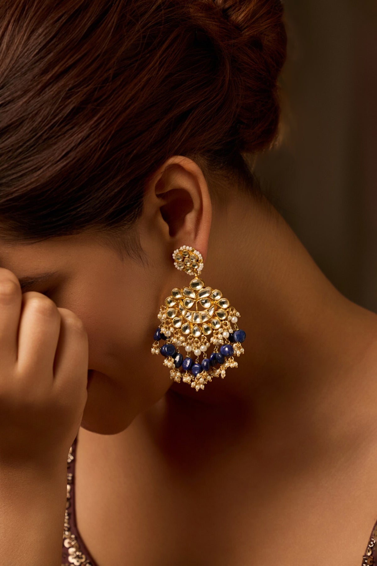 Blue Kundan Earrings 