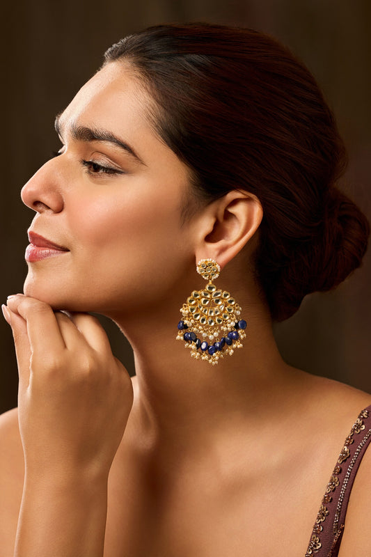Blue Kundan Earrings 