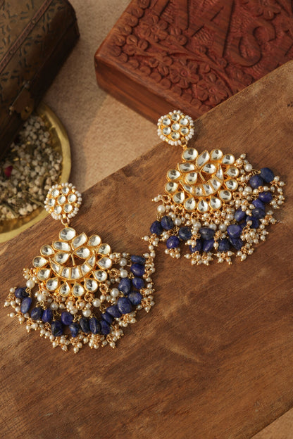Blue Kundan Earrings 