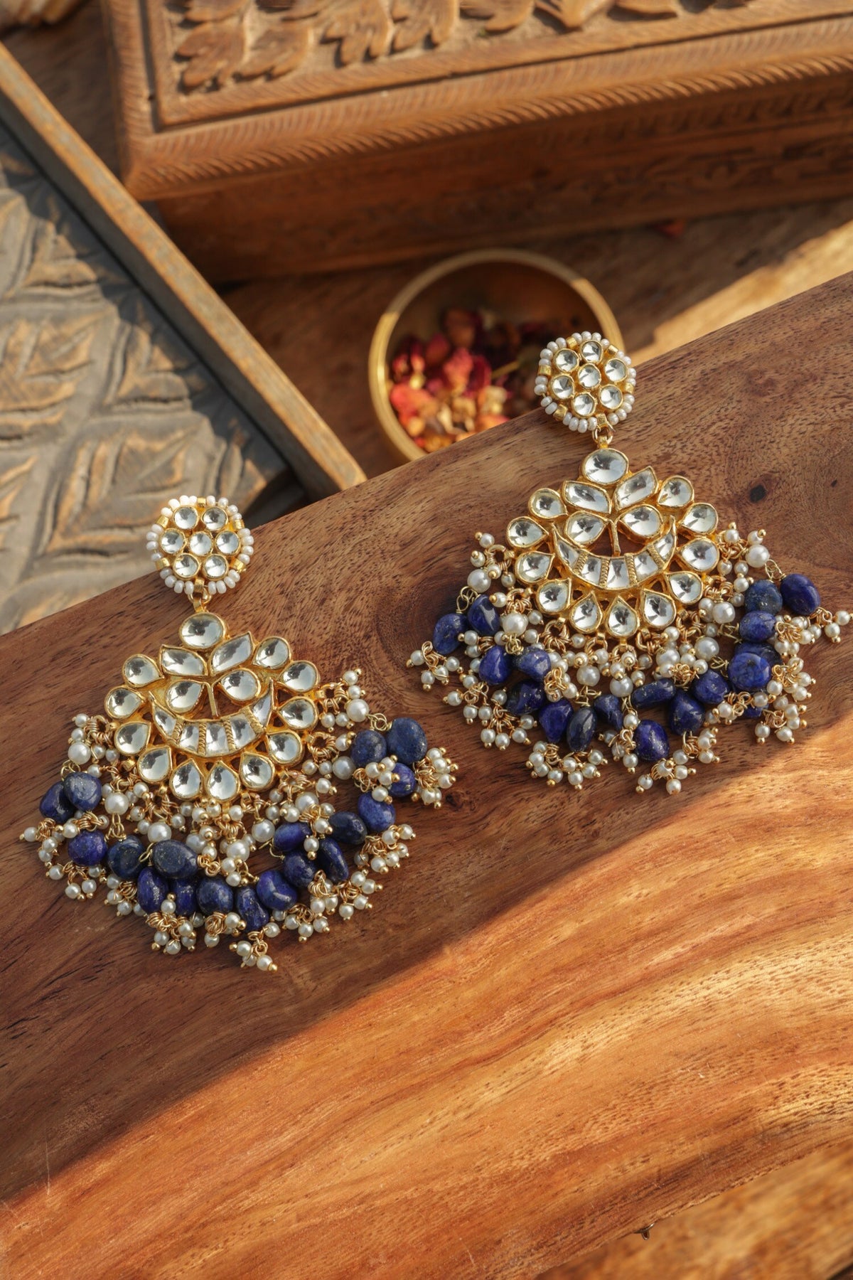 Blue Kundan Earrings 