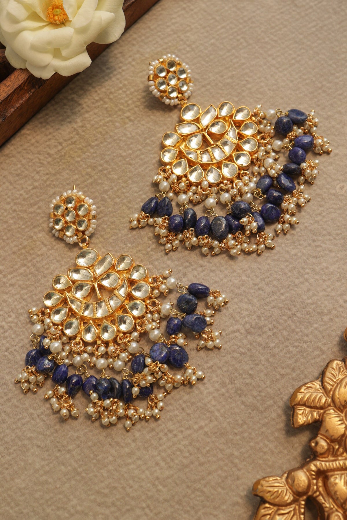 Blue Kundan Earrings 