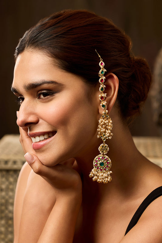 Designer Pink Kundan Earrings 