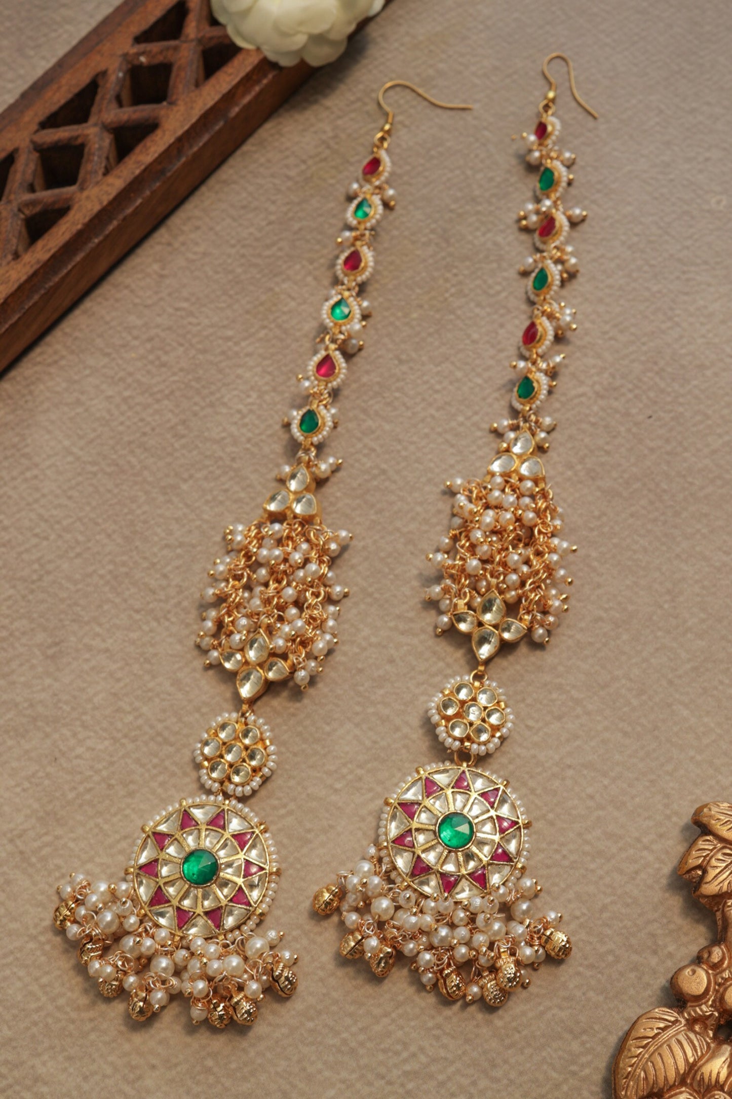 Designer Pink Kundan Earrings 