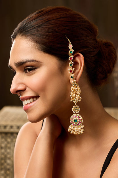 Designer Pink Kundan Earrings 