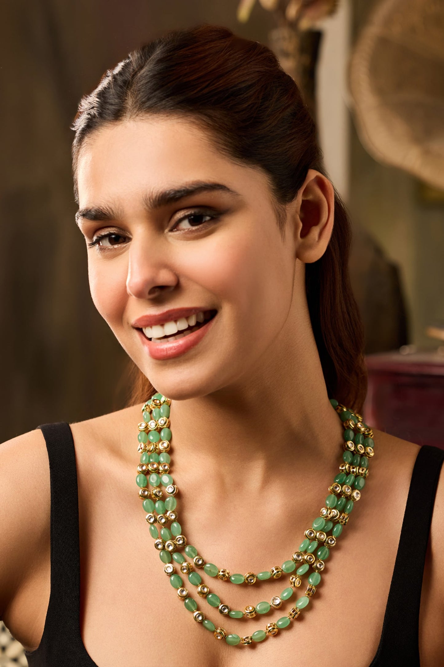 Mint Kundan Layered Necklace 