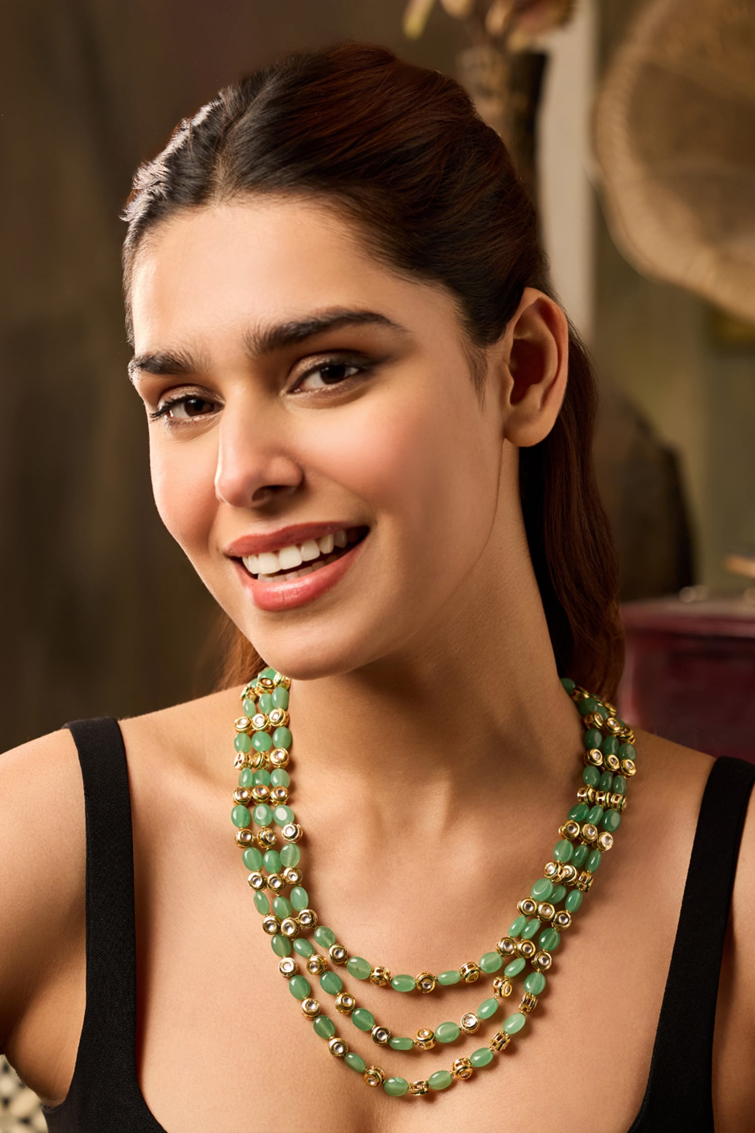 Mint Kundan Layered Necklace 