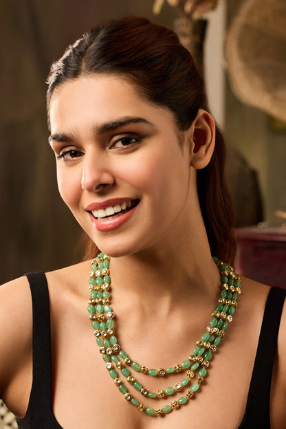 Mint Kundan Layered Necklace 