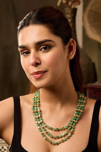 Mint Kundan Layered Necklace 