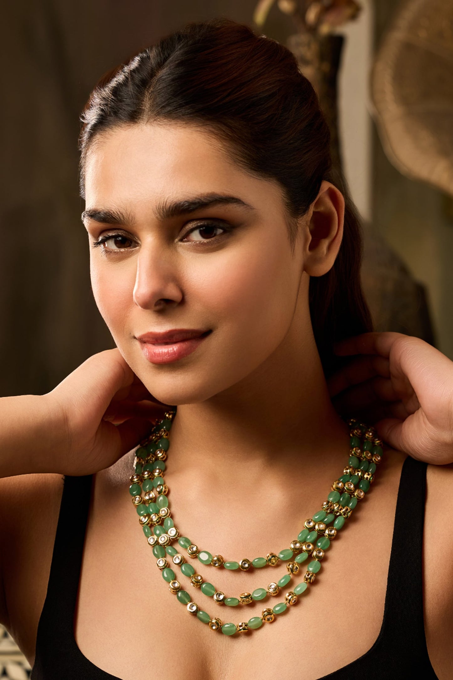 Mint Kundan Layered Necklace 
