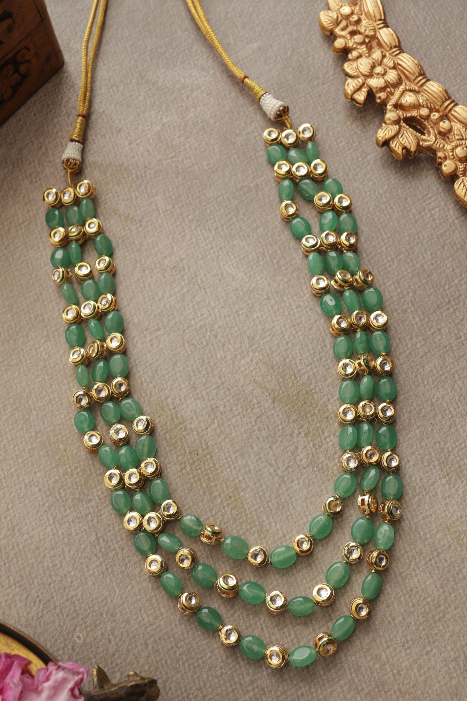 Mint Kundan Layered Necklace 