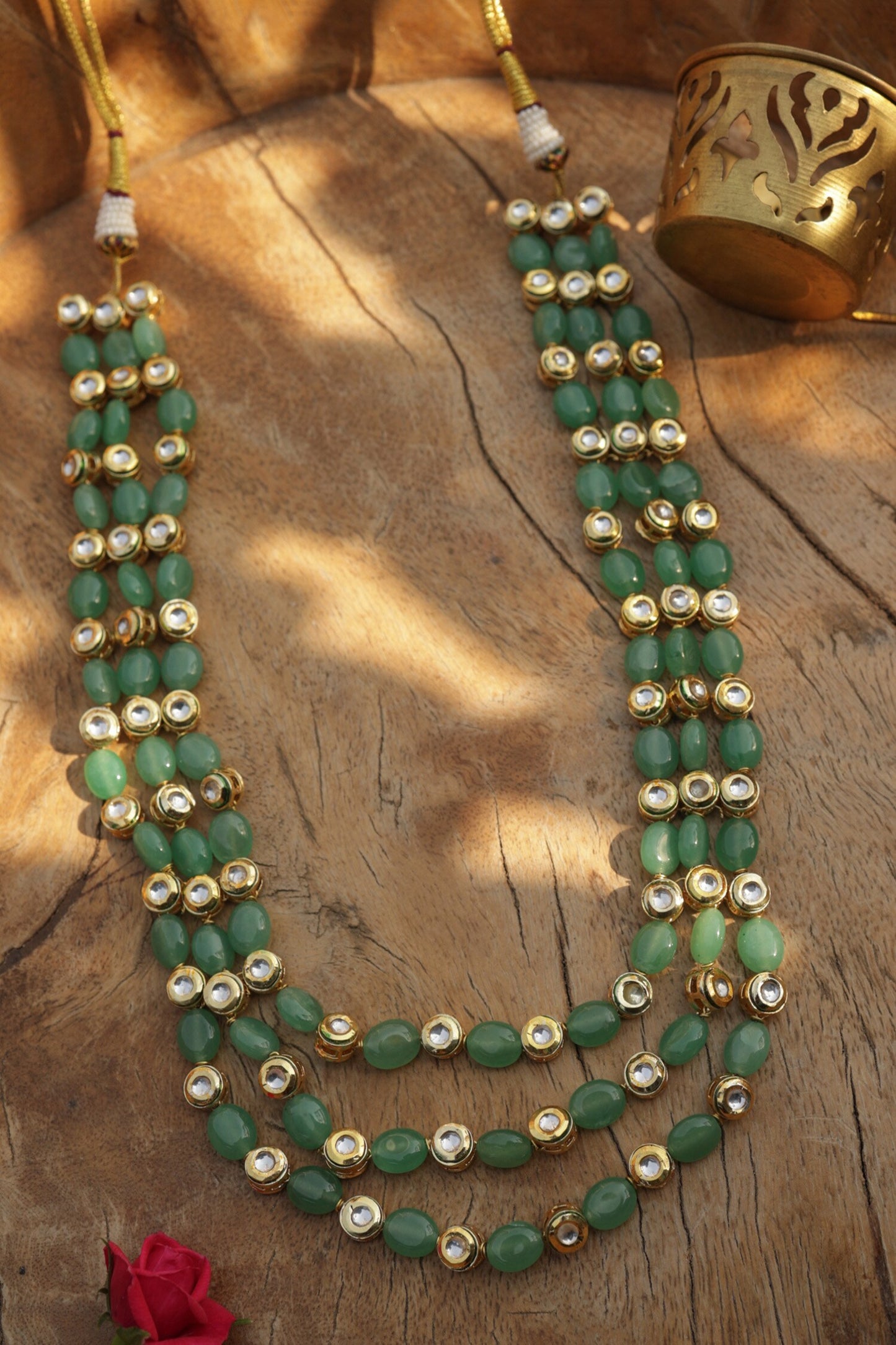 Mint Kundan Layered Necklace 