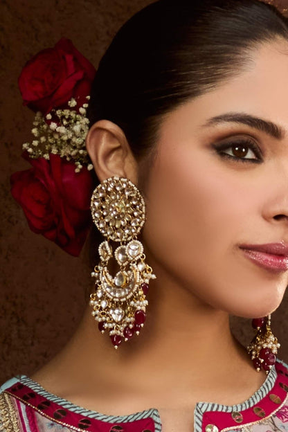 Suhana Gulnaar Polki Chandbaali Earrings 