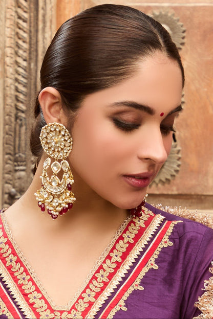 Suhana Gulnaar Polki Chandbaali Earrings 