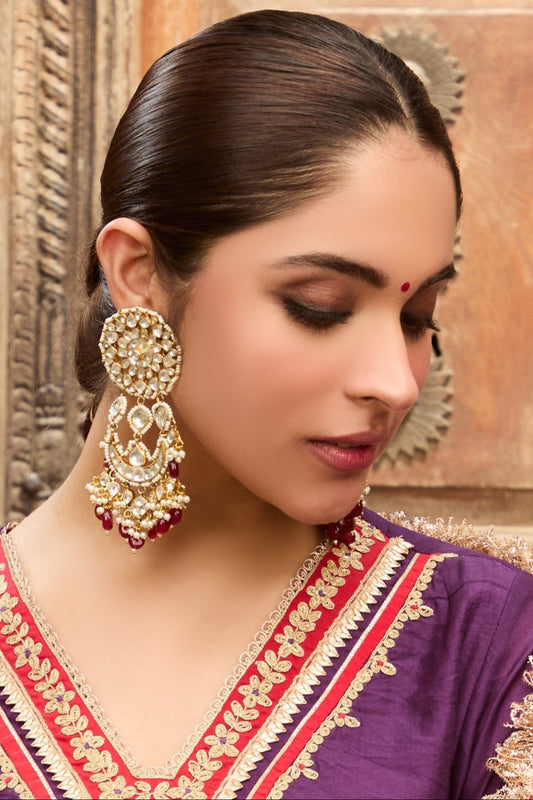 Suhana Gulnaar Polki Chandbaali Earrings 