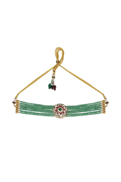 Royal Emerald Beaded Choker 