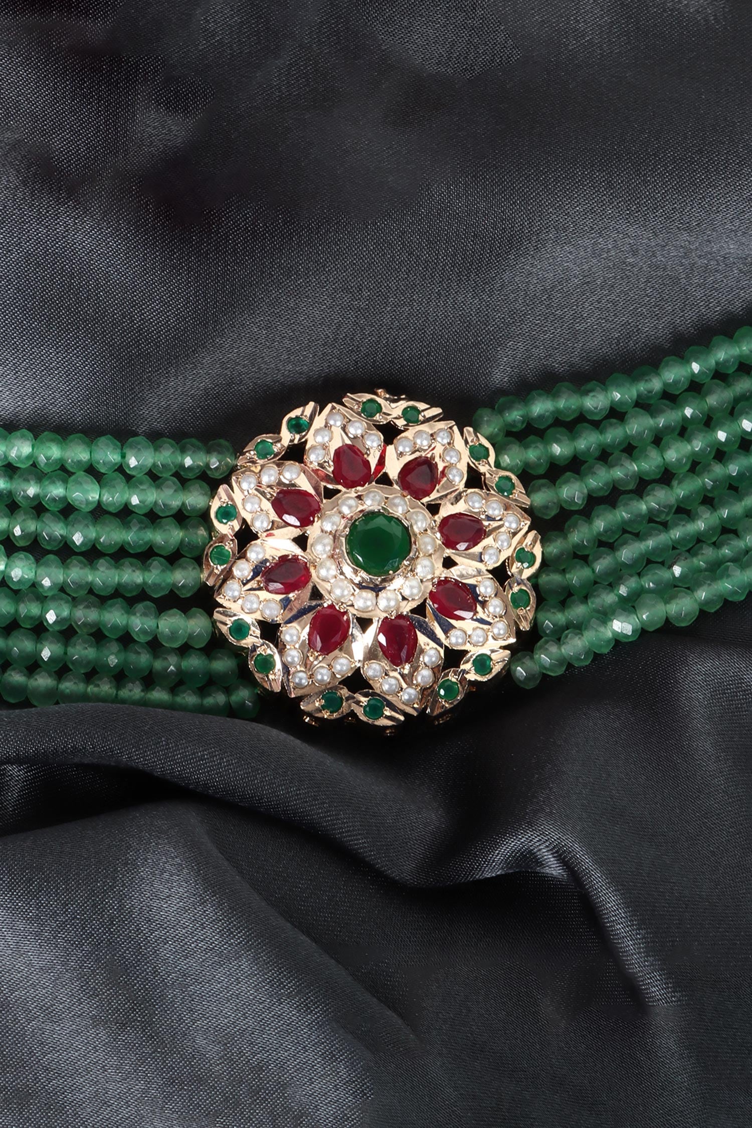 Royal Emerald Beaded Choker 