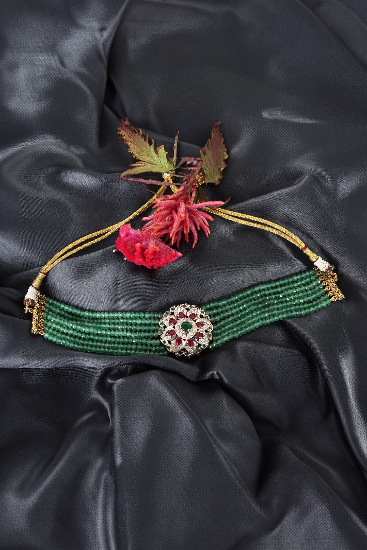 Royal Emerald Beaded Choker 