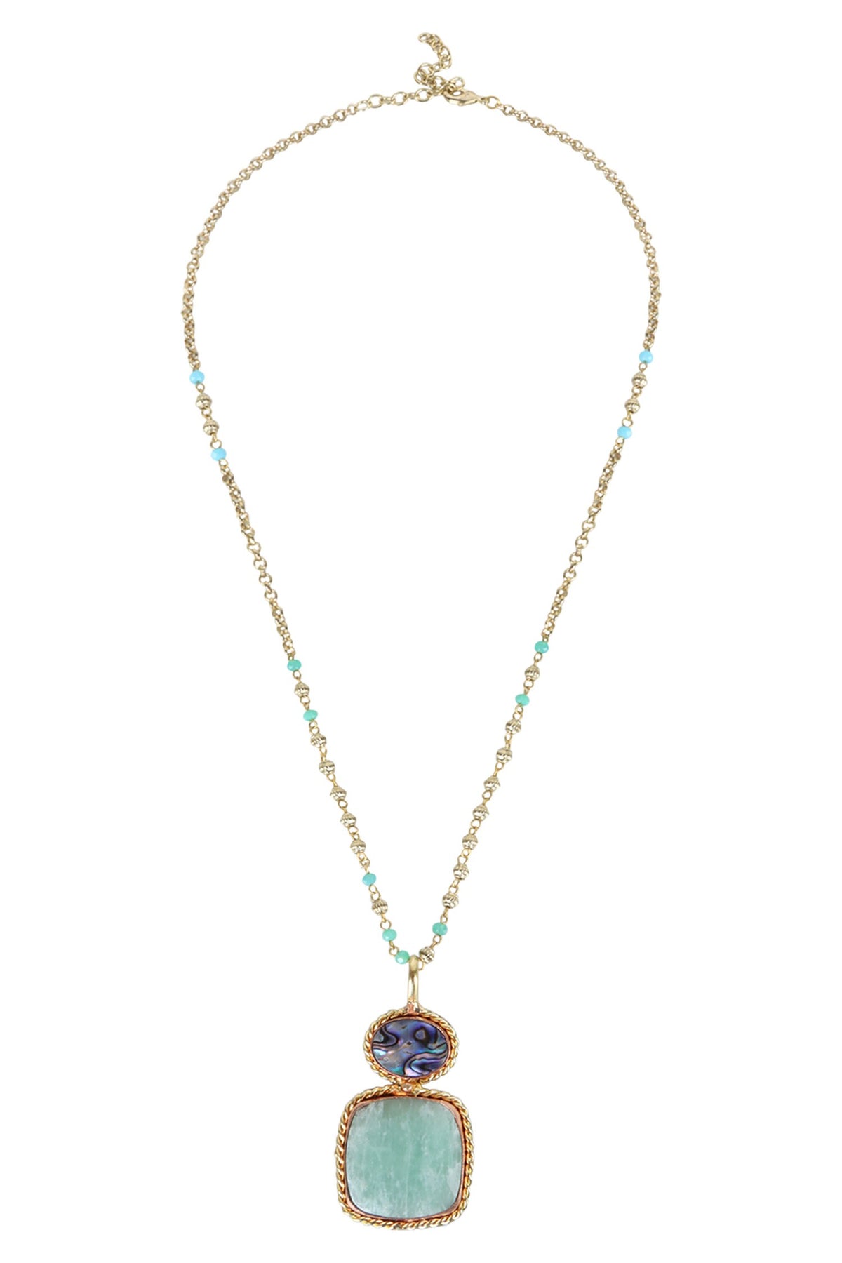 Dual-Tone Beaded Chain Pendant Necklace 