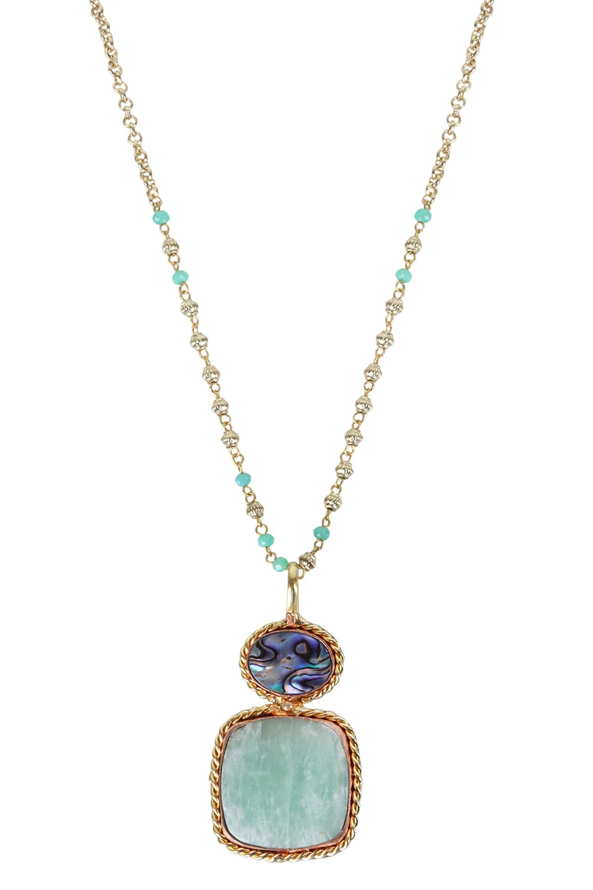 Dual-Tone Beaded Chain Pendant Necklace 