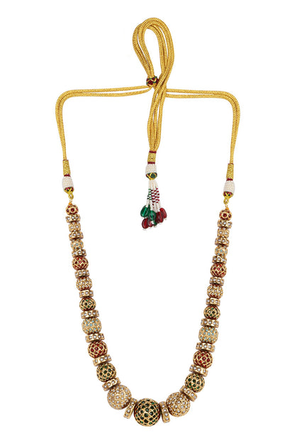 Traditional Gold-Toned Beaded Necklace 